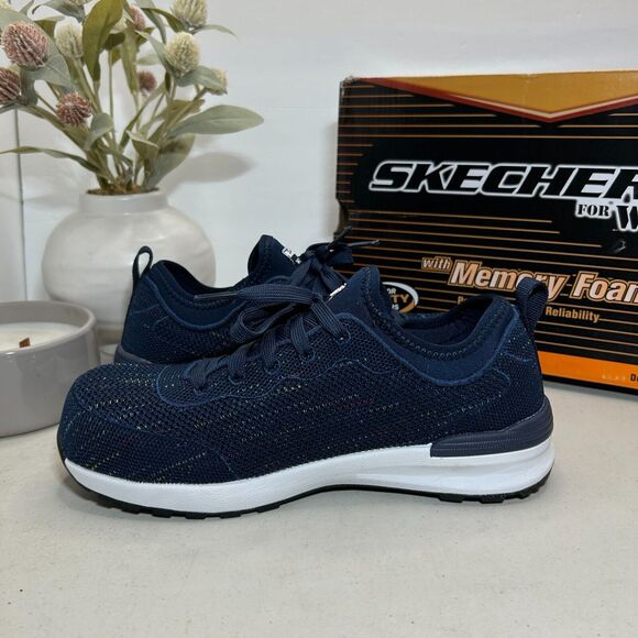 Skechers Bulklin Balran Air-Cooled Memory Foam Shoe Navy/White 108033 Womens 5.5 - Picture 5 of 10